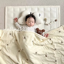 nalinaki baby pure cotton sheep plush baby small blanket autumn and winter kindergarten afternoon nap children are embroidered covered blanket