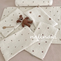 nalinaki Korea Import newborn baby flat pillow 100 pure cotton 0-10 years old detachable soft and breathable