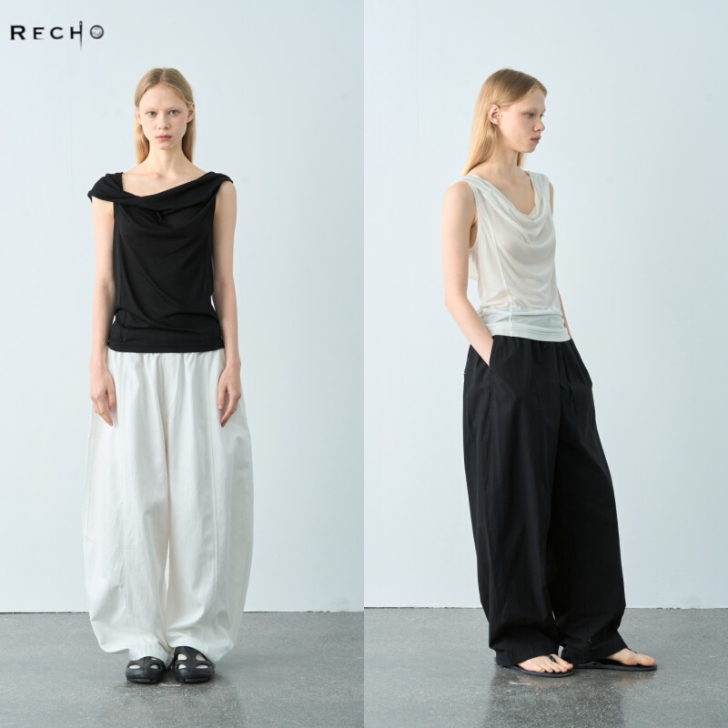 Recho Relaxed and Versatile Wool-Blend Cowl Neck Hooded T-Shirt, Comfortable and Skin-Friendly Sleeveless Tank Top