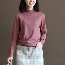 Three or five years Y302 autumn comfortable modal half high collar warm base shirt long sleeve pullover knitted top female