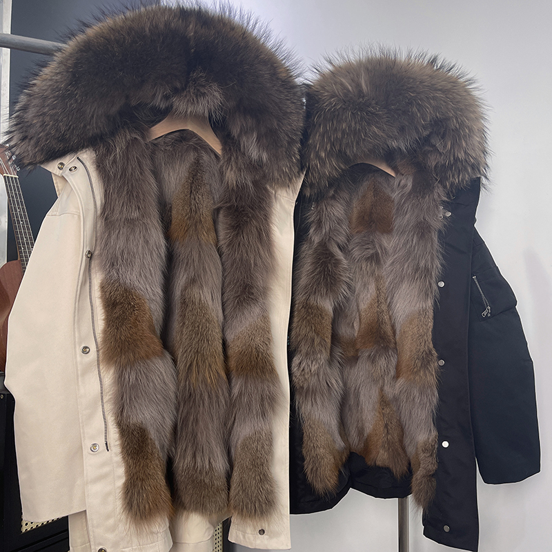 Glacier Parka with Detachable Wolf Fur Lining, Parka Fur Coat with Raccoon Fur Collar, 2026 Winter Haining New Model Glacier Parka with Detachable Wolf Fur Lining, Parka Fur Coat with Raccoon Fur Collar, 2026 Winter Haining New Model
