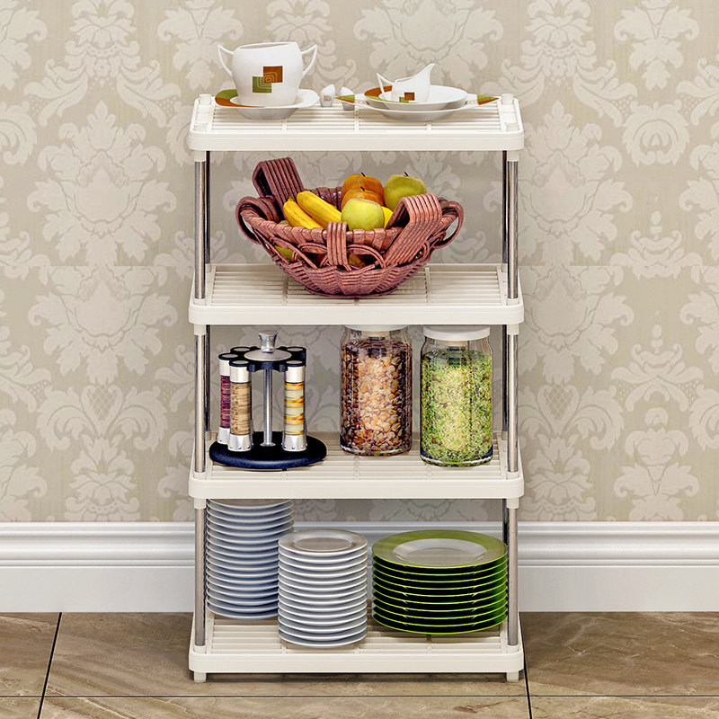 Barrier Shelf Kitchen Ground Floor Multilayer Plastic Contained Storage Rack Bathroom Living-room Finishing Shelf Four Floors Cupboard 