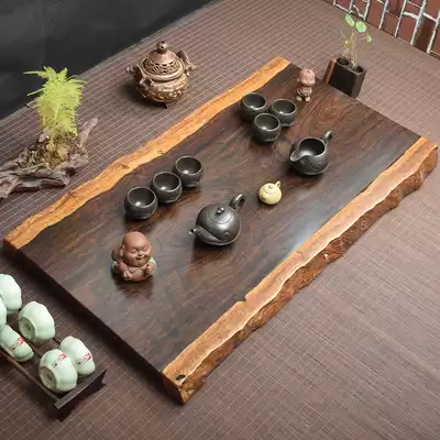 New Chinese solid wood tea tray home whole ebony tea table kung fu tea set retro tea tray sea drainage