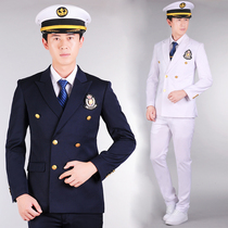 Autumn and winter double-breasted JK uniform male student white British guide College style school uniform Yacht docent suit suit