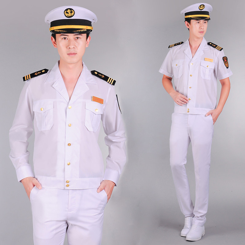 Jinhang men spring and summer small suit collar shirt sailor old jacket professional breathable thin short-sleeved shirt suit white