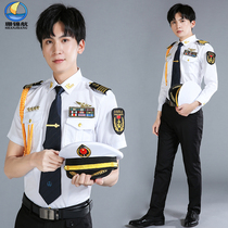 Shan Jinhang new navy style uniform spring and summer white seaman shirt Student English version of the male captains professional work clothes