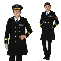 Autumn and winter young men long slim wool coat black lapel double-breasted Korean version of wool and cotton windbreaker college