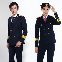  Jinhang autumn and winter railway overalls high-speed rail train mens professional tooling uniforms slim-fit hidden blue double-breasted suit