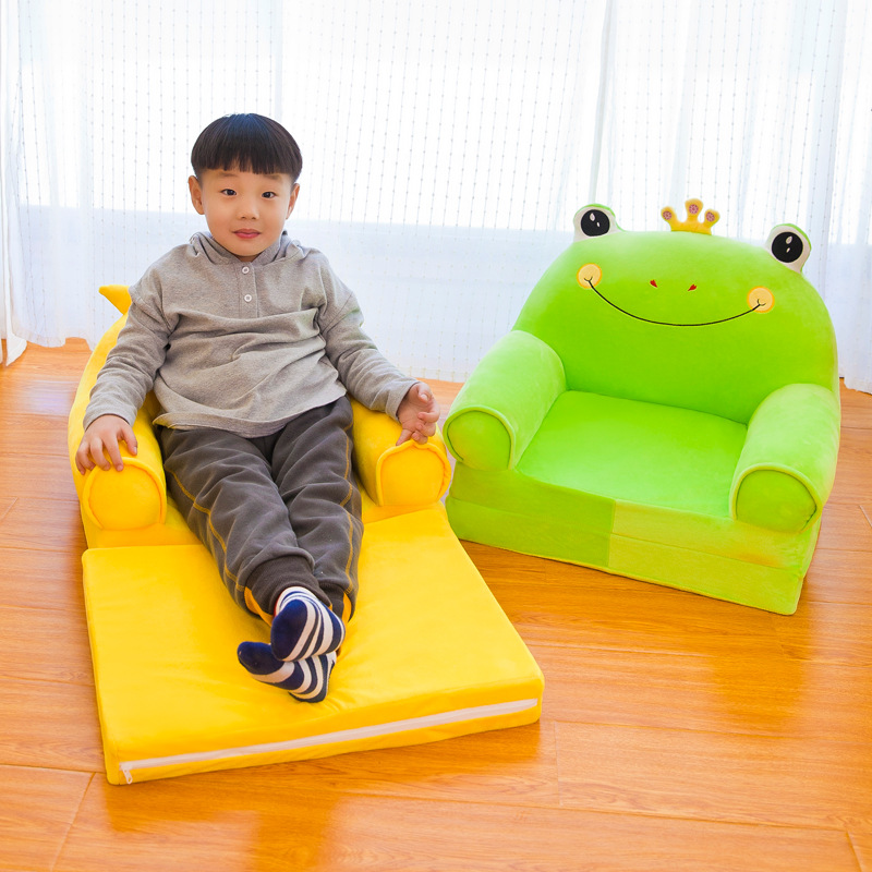 Children's folding cute small sofa chair boys and girls backrest cartoon fabric animal seat dismantling and washing baby stool