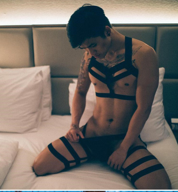 Men's big chest belt sexy supplies white lying HP dance performance belt