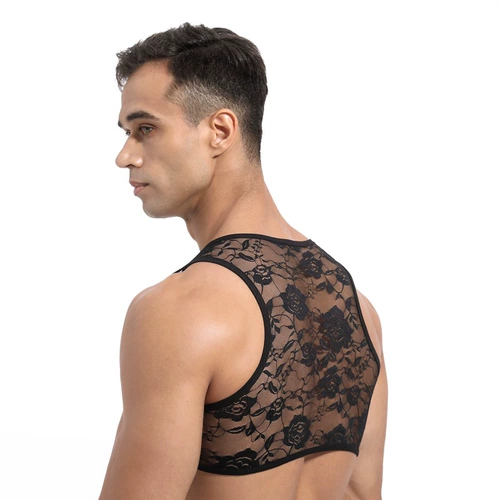 Жилет, высокий эластичный кружевной ростомер, мужской сексуальный короткий бюстгальтер-топ без рукавов, 2020, в обтяжку