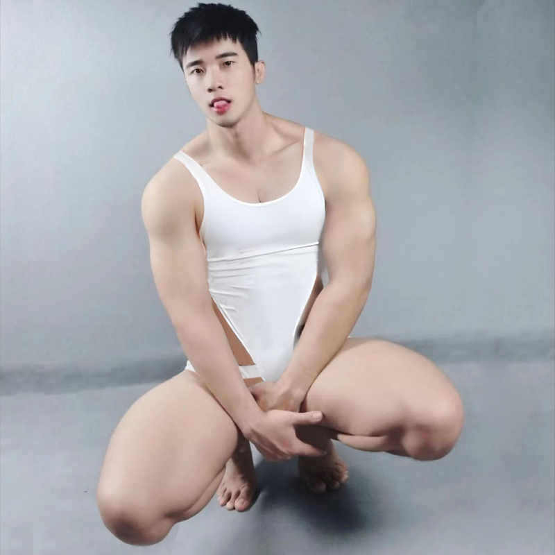New Pure Cotton American Sports Vest Men's Fitness Sleeveless Bottoming Trbottomy Brand Elastic Tight Triangle Jumpsuit
