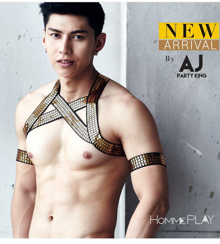 Men with chest and shoulder strap young students correct anti-hump running big, dancing comrade mermaid