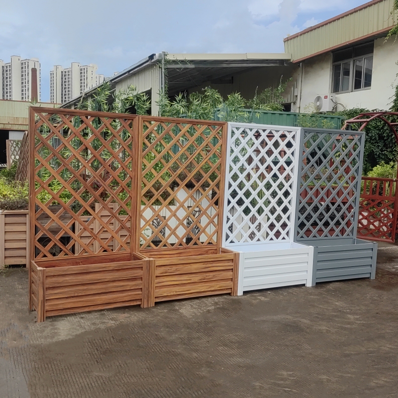 Aluminum Alloy Flower Box with Trellis, Metal Mesh Planting Box, Suitable for Planting Fence Climbing Plants, Flower Stand, Guardrail Flower Box for Garden