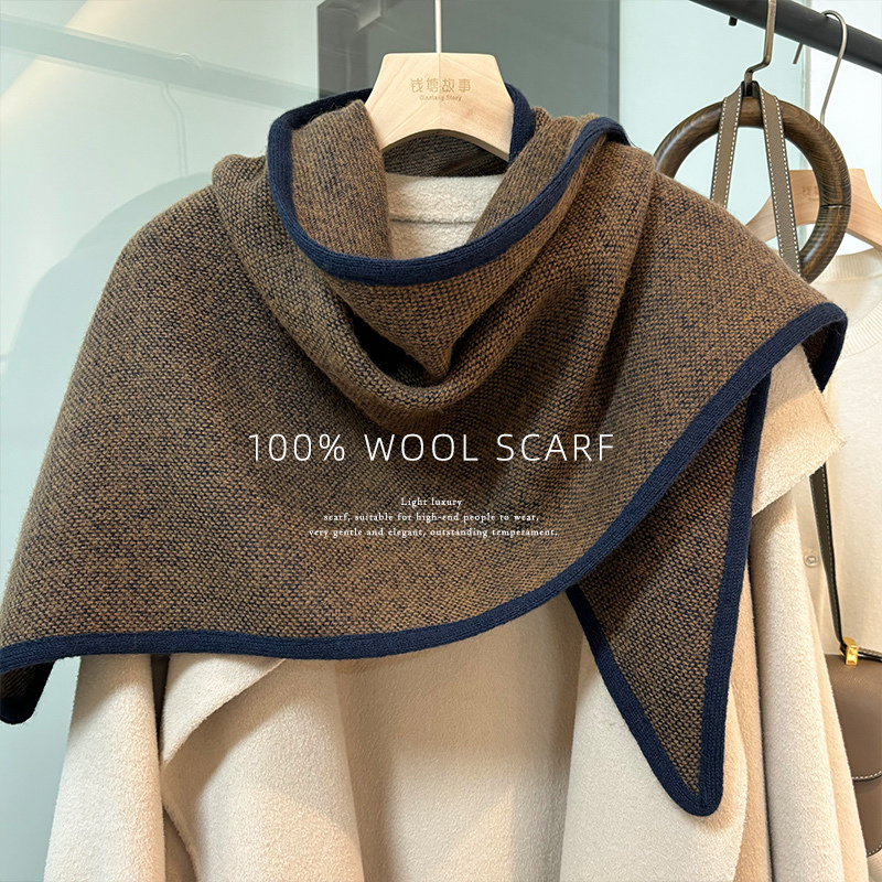 British Craftsmanship with Hand-Rolled Edges! 100% Wool Triangular Scarf for Women, Versatile Solid Color Shawl and Neck Warmer for Winter British Craftsmanship with Hand-Rolled Edges! 100% Wool Triangular Scarf for Women, Versatile Solid Color Shawl and Neck Warmer for Winter