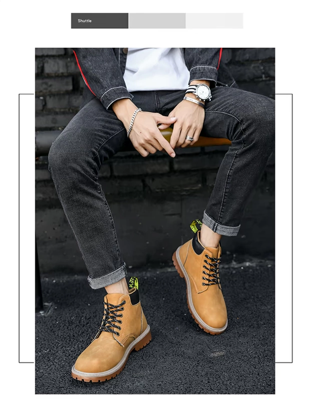 Martin ủng nam mùa đông cao cộng với giày nhung cotton dày xu hướng giày nam công cụ đại hoàng