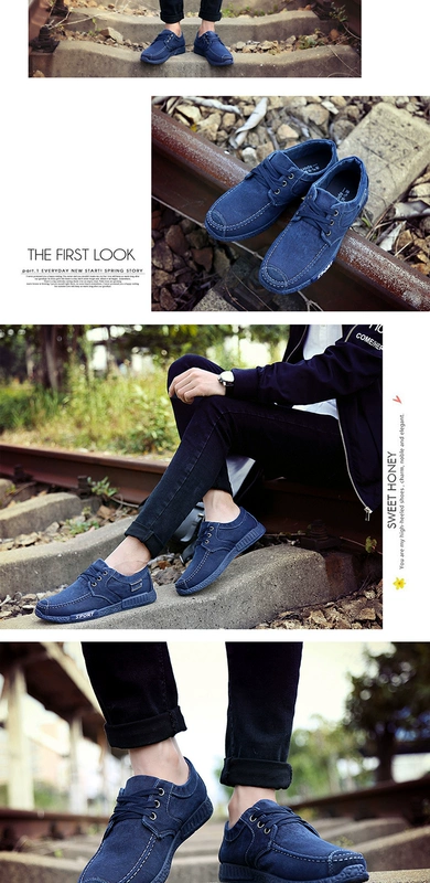 Mùa hè người đàn ông thở của giày vải Hàn Quốc tấm giày khử mùi làm việc giày cũ Bắc Kinh giày vải của nam giới giày thường giày đơn