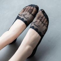 (3 5 pairs) Sox children Korean version Short Sox Spring Summer thin Lace Meat silk stockings Lace Ship Socks Female Invisible