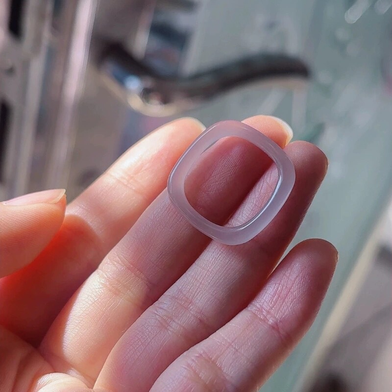 Natural Hetian Jade Size 15 Ice Purple Ring Band