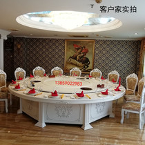European hotel Electric dining table large round table with induction cooker turntable 20 People 18 hotel box hot pot table and chair combination