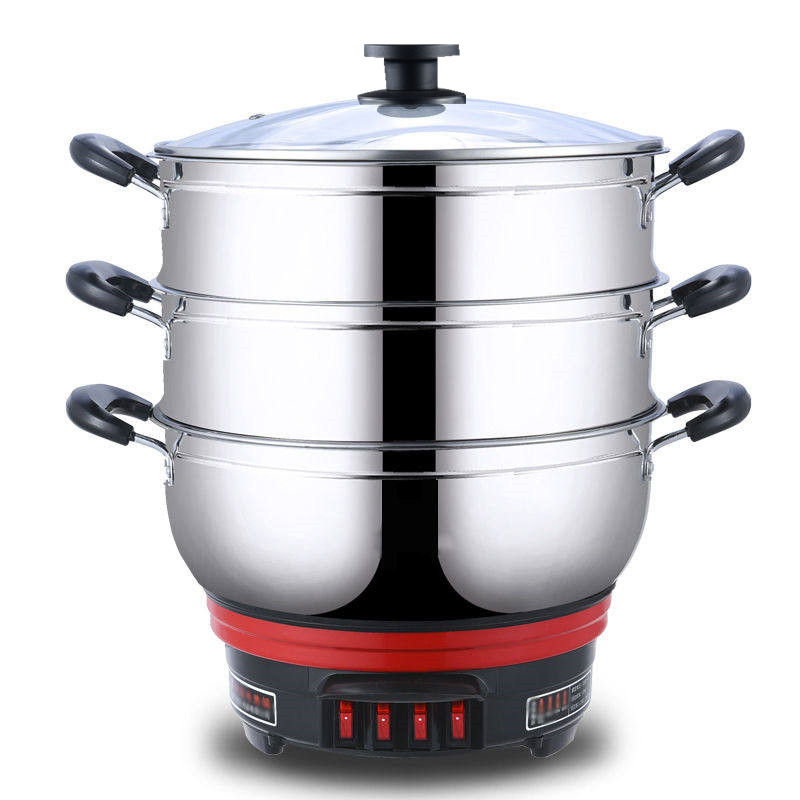 Multifunctional cooking pot with steamer household electric pot frying pan student dormitory electric hot pot electric steamer multifunctional pot