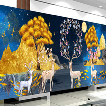 Cross embroidered 2022 new embroidered line embroidered living room rocking money tree hair Cairoe deer Jiuyu Tutu full embroidered handmade embroidery