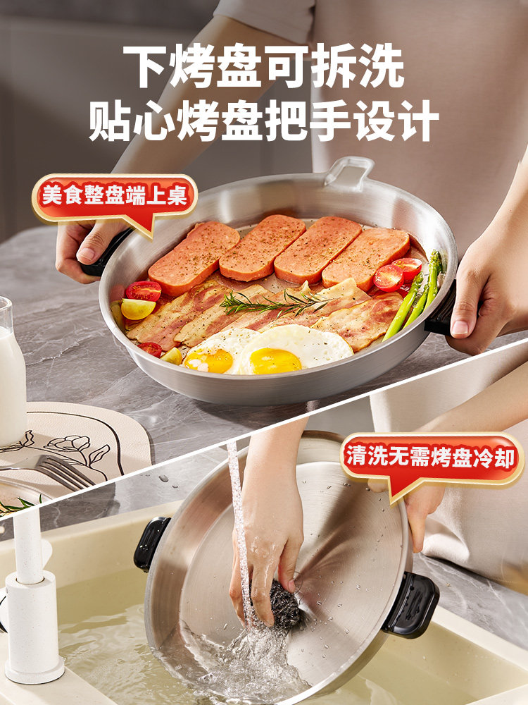 Liren Xiaogangren Stainless Steel Electric Pancake Pan, 0-Coating, Household Double-Sided Heating Pancake and Flatbread Pan, Detachable and Washable, New Model