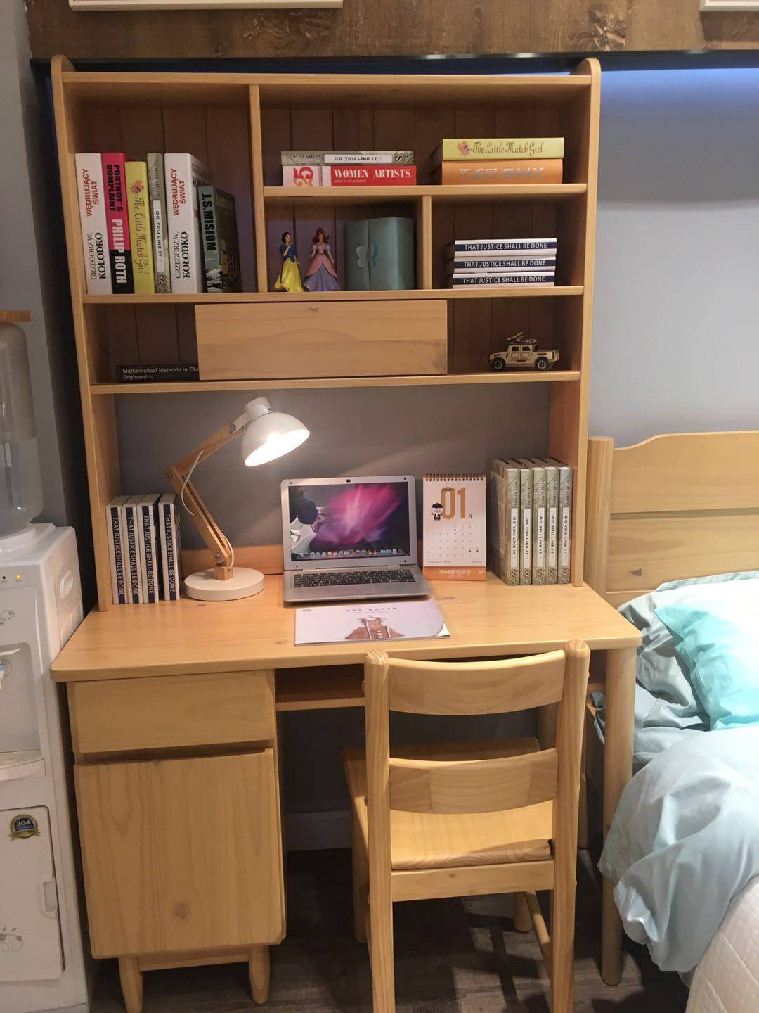 Happy Dreampel pine wood desk computer desk solid wood combination furniture with bookshelf minimalist storage desk desk sub