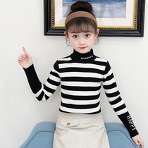 Girl Sweater Spring Autumn childrens undershirt 2021 New Yangqi Girl Knit Clothesline Clothing Thin