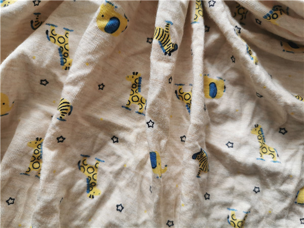 Pure cotton colored cotton brown flower yarn bottom zebra fawn print stretch modal Lycra knitted fabric 20 yuan m