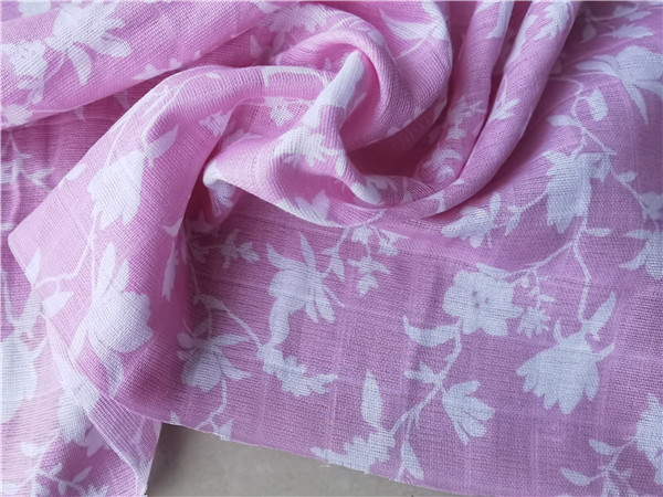 1 3 m wide pure cotton powder bottom white flower double layer gauze material shuttle cotton fabric 4 yuan