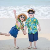 Летняя тонкая пляжная рубашка для мальчиков, короткий рукав, пляжный стиль