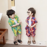 Рубашка для мальчиков, ретро пляжный детский комплект, коллекция 2023, подходит для подростков, пляжный стиль