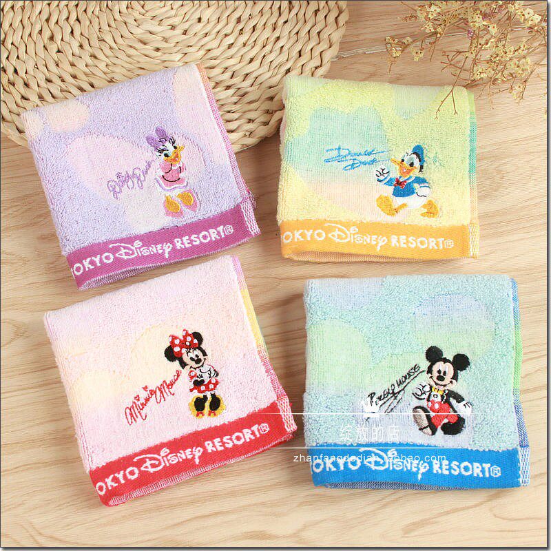 Hot selling recommended foreign trade export original pure cotton embroidery Mickey Donald Duck Daisy cartoon small square handkerchief handkerchief