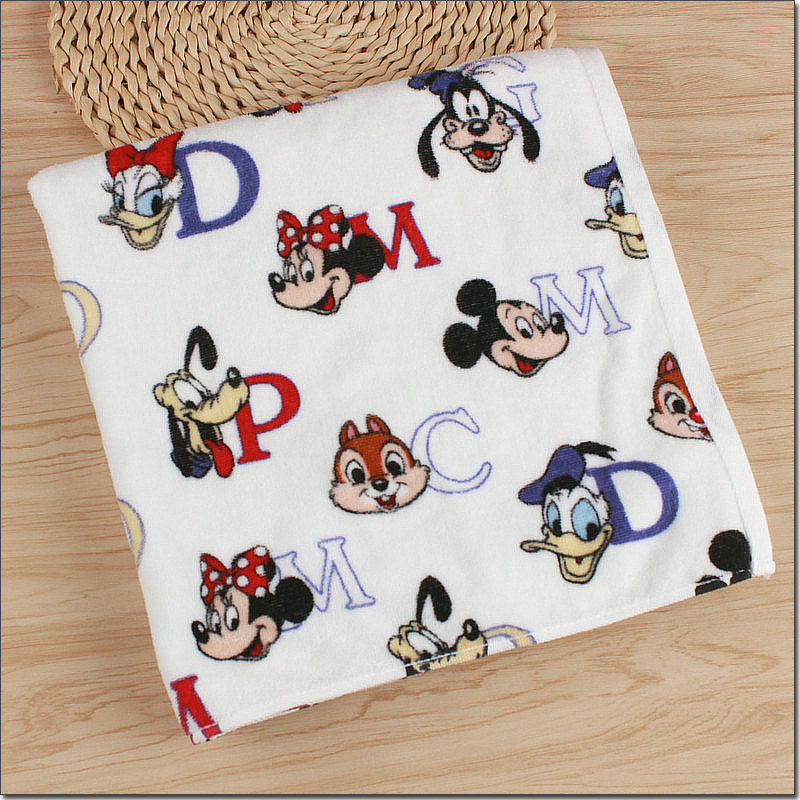 New Recommended Items: Japanese Surplus Pure Cotton Cut Velvet Mickey Mouse, Chipmunk, Donald Duck Letter Cartoon Bath Towels, Very Soft