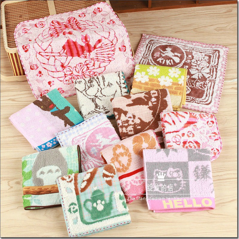 Foreign Trade Day Single Yu Goods Pure Cotton Jacquard Magic Female Dragon Cat Small Square Towel Hand Pampu Soft Absorbent Face Value High Rag