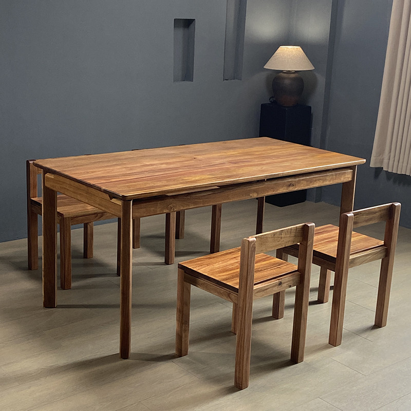 Minimalist modern mid-century rectangular solid wood dining table and ...