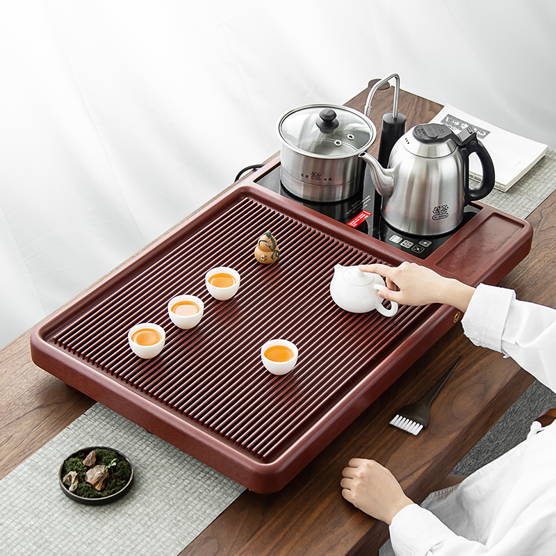 German imported electric Wood tea tray dry bubble tea table drainage tea home Jigu tea table kettle integrated set