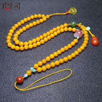 Old beeswax necklace female pendant sweater chain long pendant close wax Universal chain natural amber lanyard