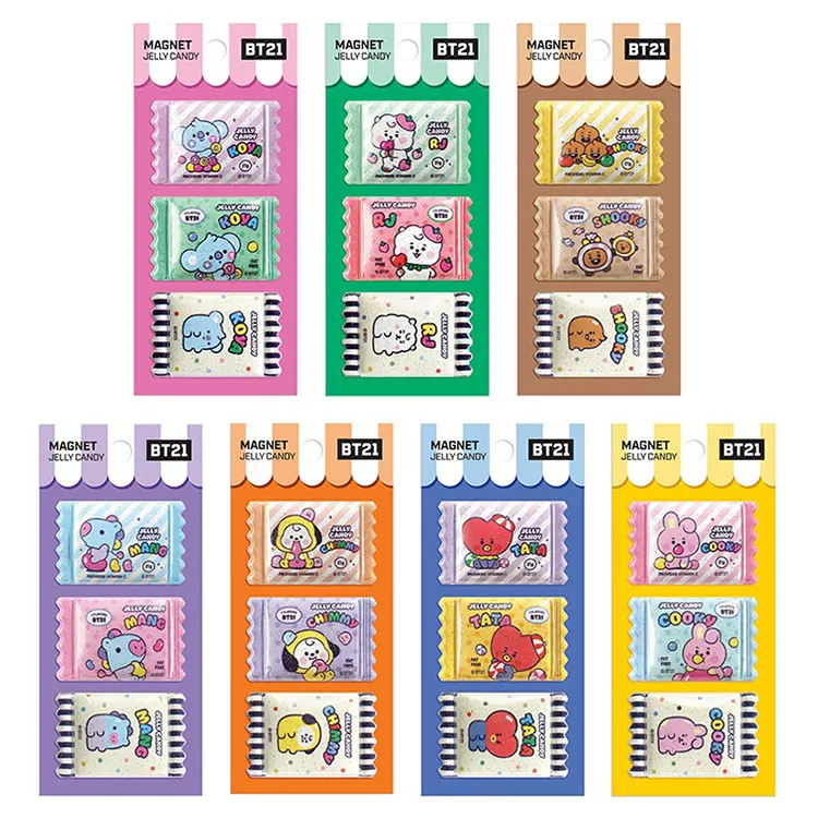 BT21 BTS candy серия холодильник стикер магнит мультфильм сообщение белая доска хранение декоративная наклейка 3 набора