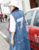 pphome mùa xuân váy dài vừa denim vest phụ nữ châu Âu và phụ nữ Mỹ kéo dài over-the-đầu gối vest dòng áo khoác inge 