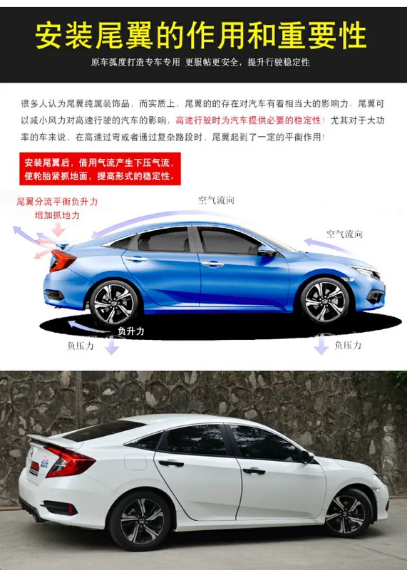 2016 Honda 10th thế hệ Civic tail Thái Lan phiên bản rs với ánh sáng đuôi sửa đổi cánh gió miễn phí đấm sơn hai màu