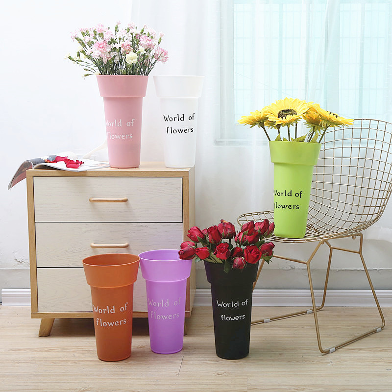 Florist Flower Flower Bucket Water Raising Plastic Flower Bucket Durable Bucket Home Wake Up Flower Bucket Arrangement Vase Fresh Cut Flower Plastic Bucket