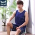 Bố pyjama vest mùa hè cotton mỏng phần trung niên và cao tuổi của nam giới không tay mùa hè ở nhà mùa hè phù hợp với người trung niên - Giống cái