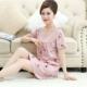 Bộ đồ ngủ cotton tinh khiết phụ nữ mùa hè váy ngủ mỏng ngắn tay rộng rãi cho bà mẹ trung niên mùa hè cộng với kích thước trung niên và người già phục vụ tại nhà - Đêm đầm