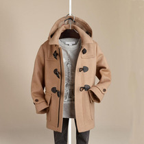 Boy-mounted boy CUHK Scout 2021 Inn wind to fix the wool the big coat thickened buffalo horn buckle the great coat of coat damp