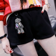 Quần ga len châu Âu quần short màu be nữ thu đông 2018 hàng mới châu Âu thủy triều mặc quần ống rộng co giãn