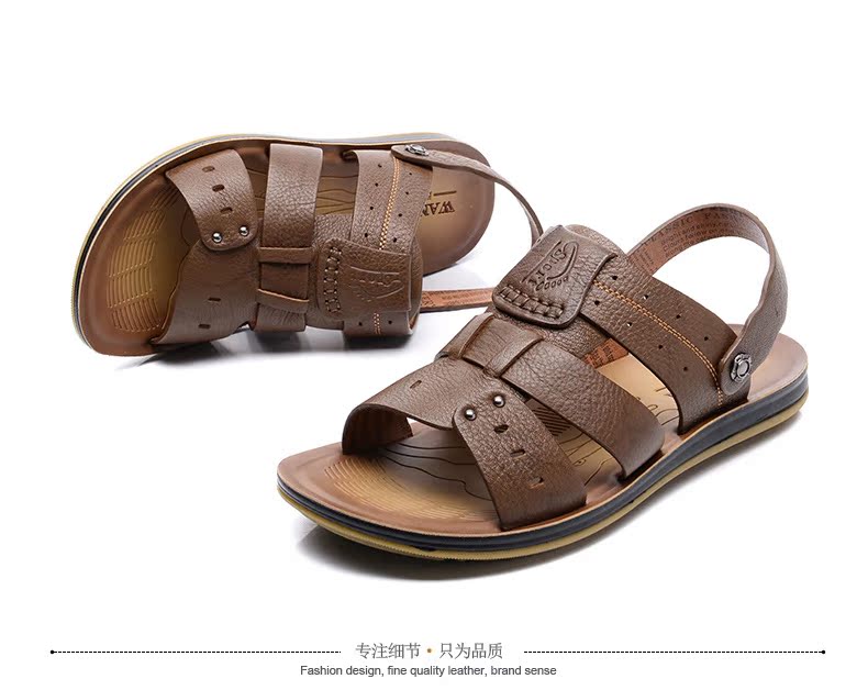 Giày da nam Wangnai đế mềm, giày đế bằng cho nam trung niên sandal nam đẹp