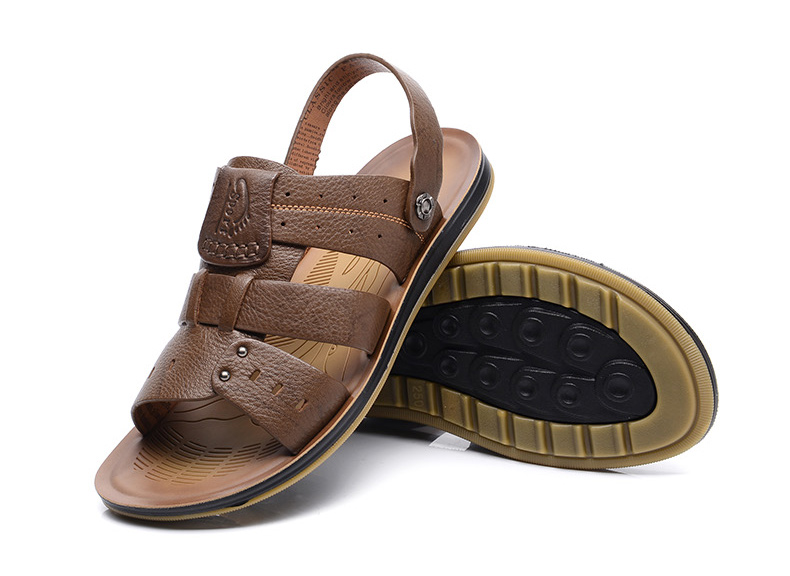 Giày da nam Wangnai đế mềm, giày đế bằng cho nam trung niên sandal nam đẹp