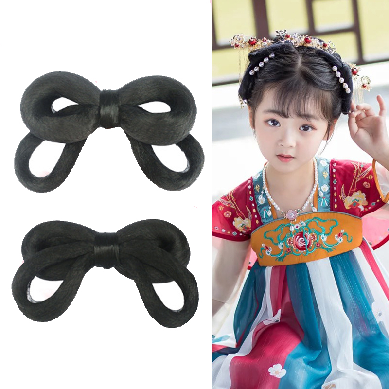 Ancient Clothes Hanfu Styling Wig Children New Hair Packs Butterfly Moon Hairstyle Fairy Wind Writing Real Performance Walking Show COS Hair Stirrup-Taobao